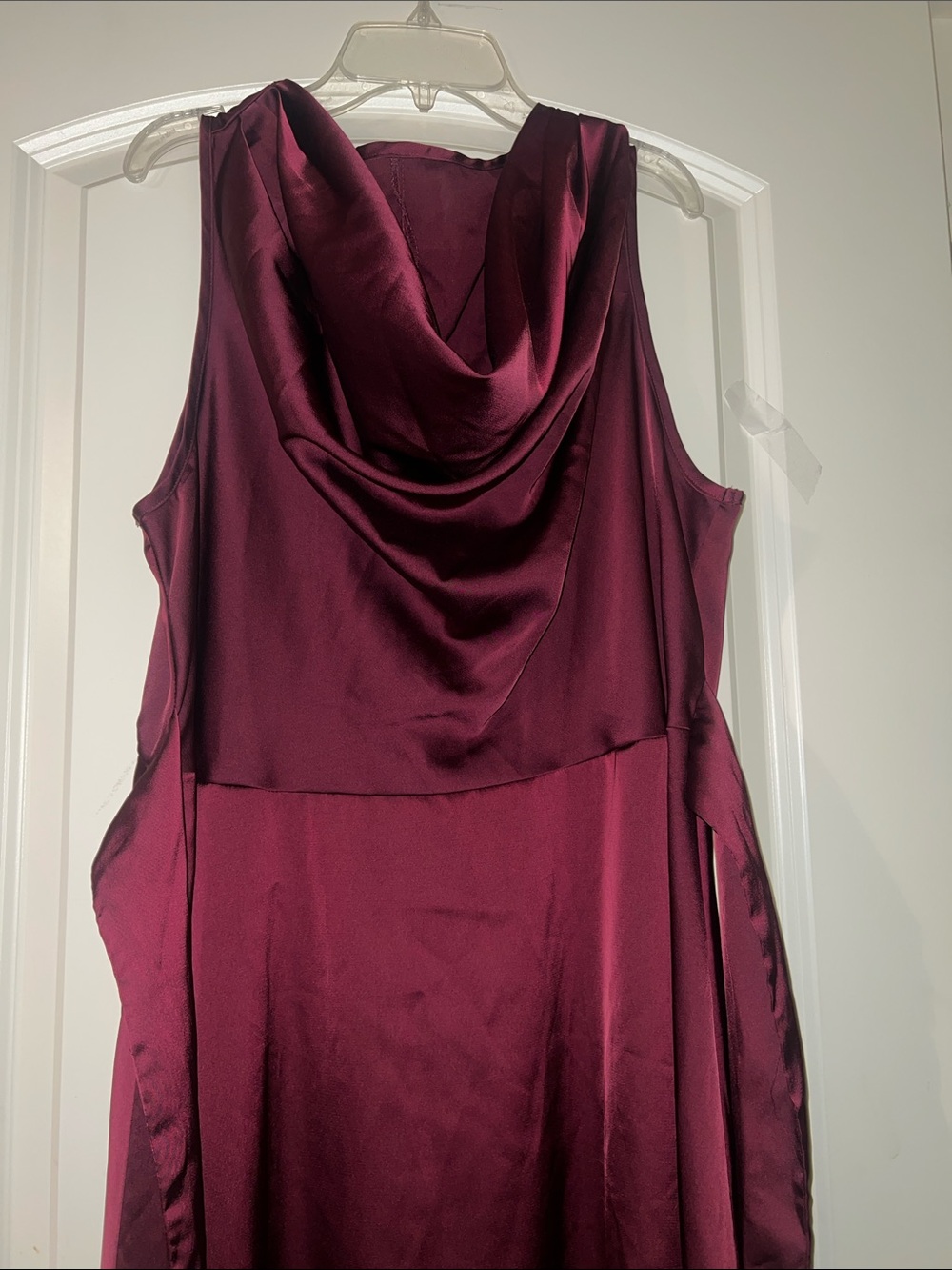 Elegant Sleeveless Cowl Neck Dress in Deep Burgundy